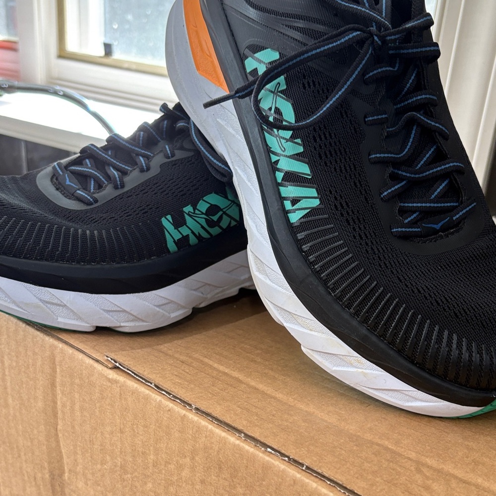 Hoka Black and Teal Running Shoes